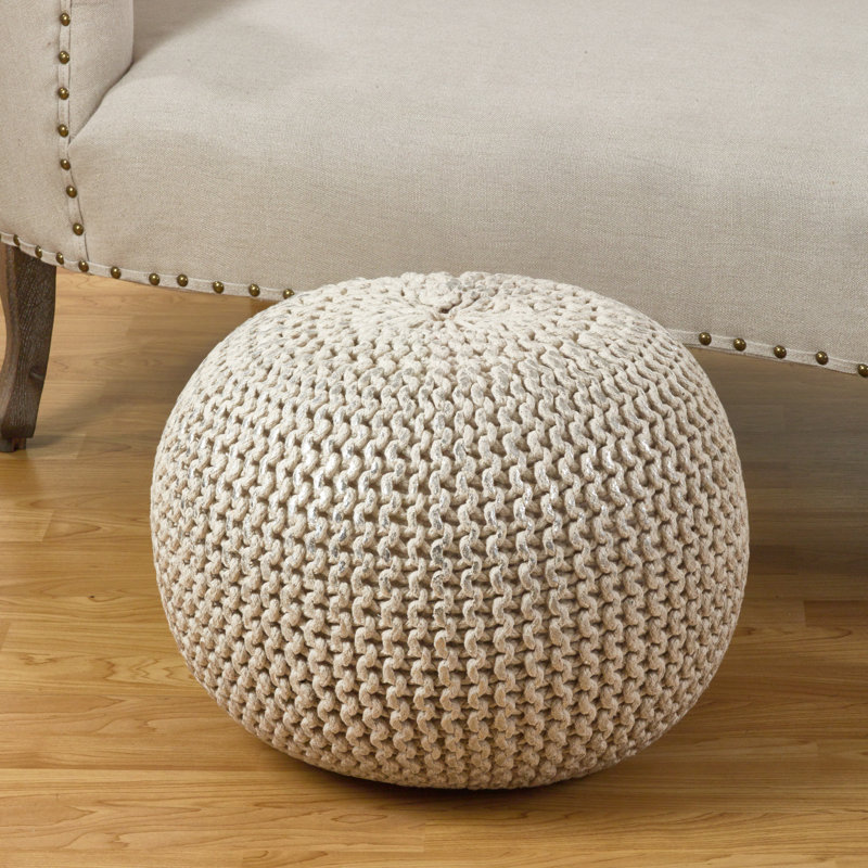 Alsacia Upholstered Pouf, Silver