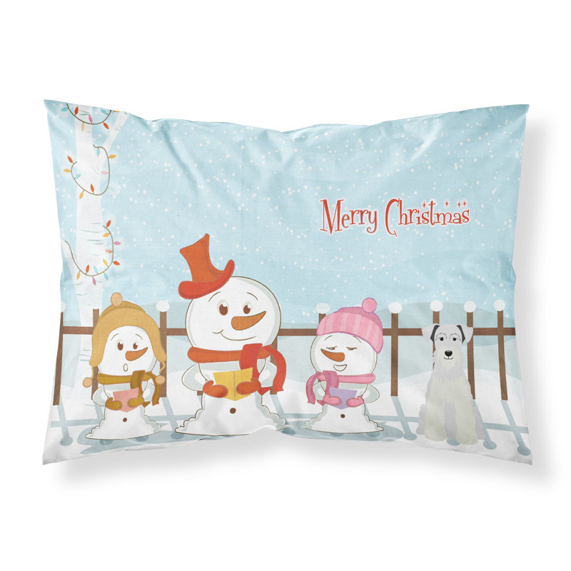 Taie d'oreiller Merry Christmas Merry Christmas, Schnauzer miniature blanc et choristes