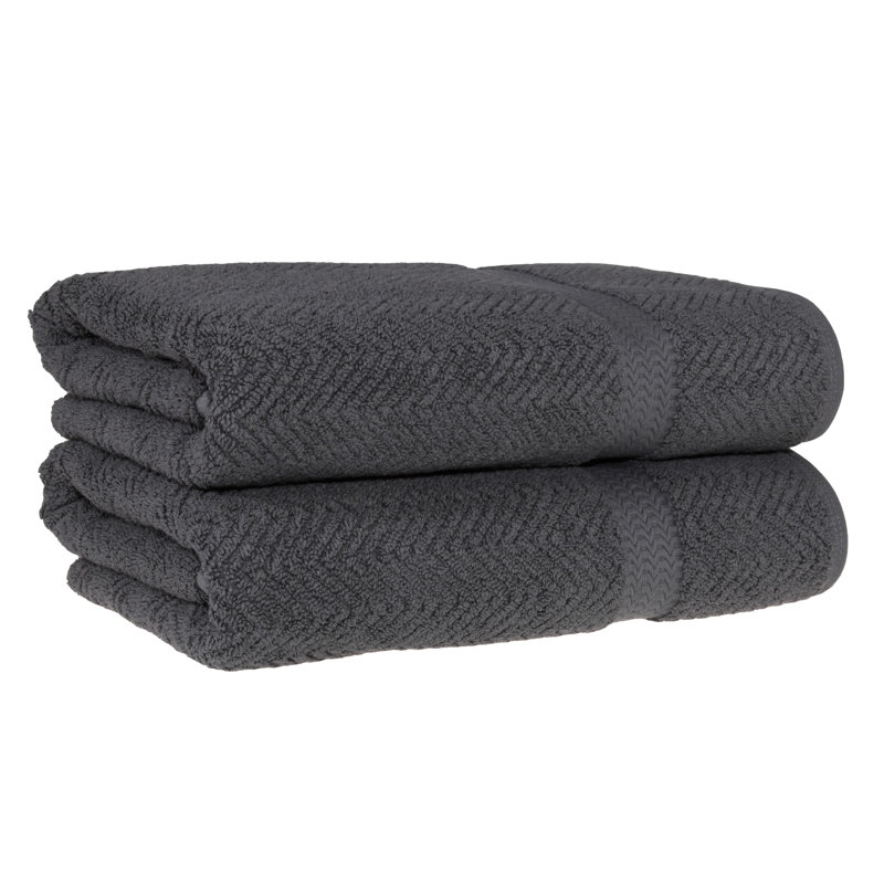 Herringbone Turkish Cotton Super Plush Bath Towel, Gray