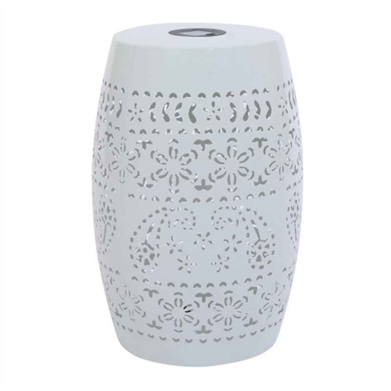 Lumi Solar-Lighted Iron Side Table, White