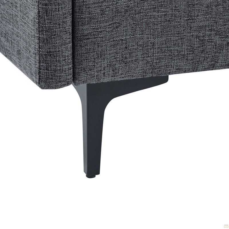 Canapé modulaire en lin rembourré avec pieds en métal, Gris