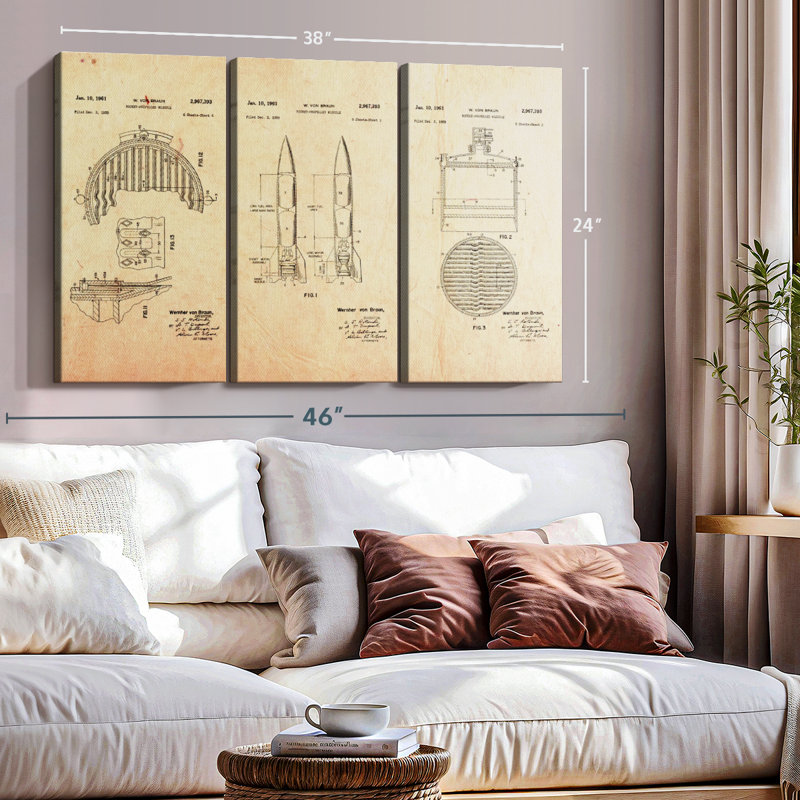 Impression sur toile rétro Rocket, H 24 po x l 38 po x P 1,25 po