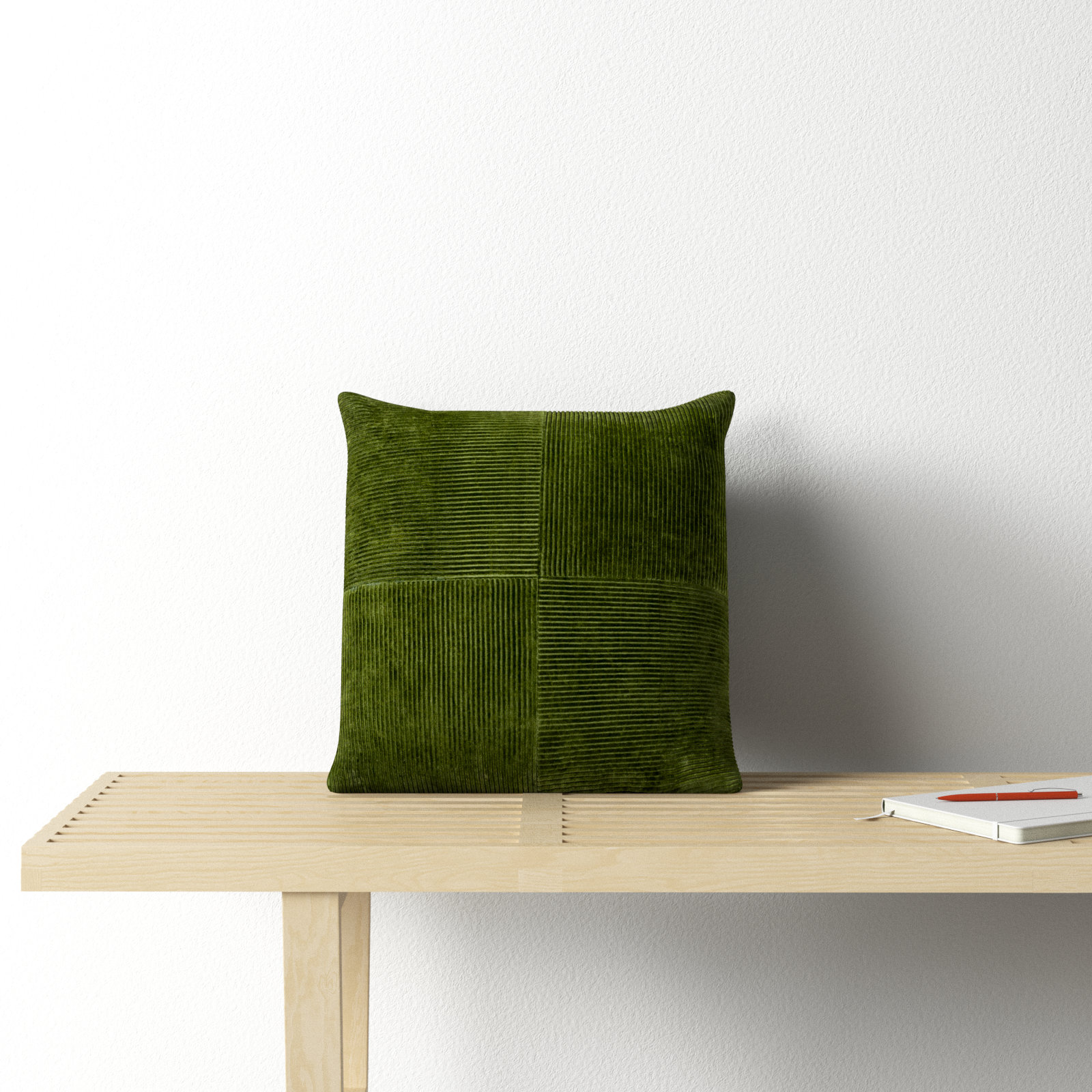 Selma Cotton Throw Pillow, 20" x 20", Olive