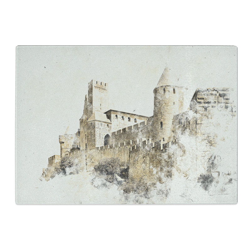 Tempered Glass La Cite Citadel in Carcassonne France Chopping Board, 20 cm x 28.5 cm