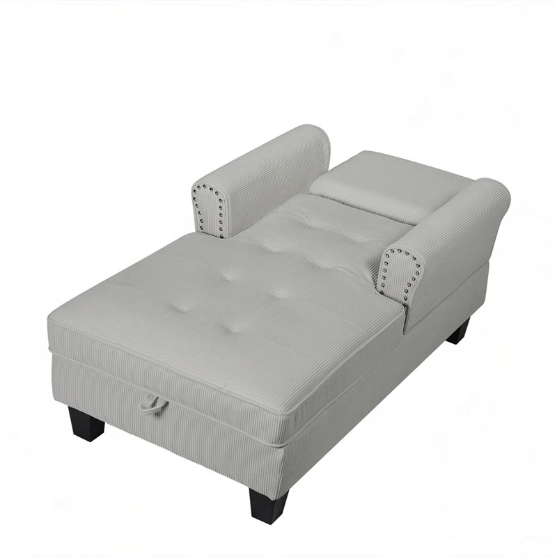 Chaise longue rembourrée, Gris/beige