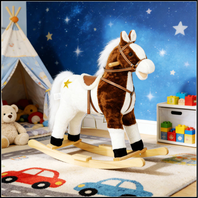Cheval à bascule interactif pour enfants avec sons réalistes et mouvement de glissement fluide pour un plaisir et une imagination sans fin