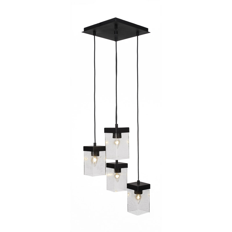 Luminaire suspendu grappe 4 lumières Nouvelle, Espresso, Clair