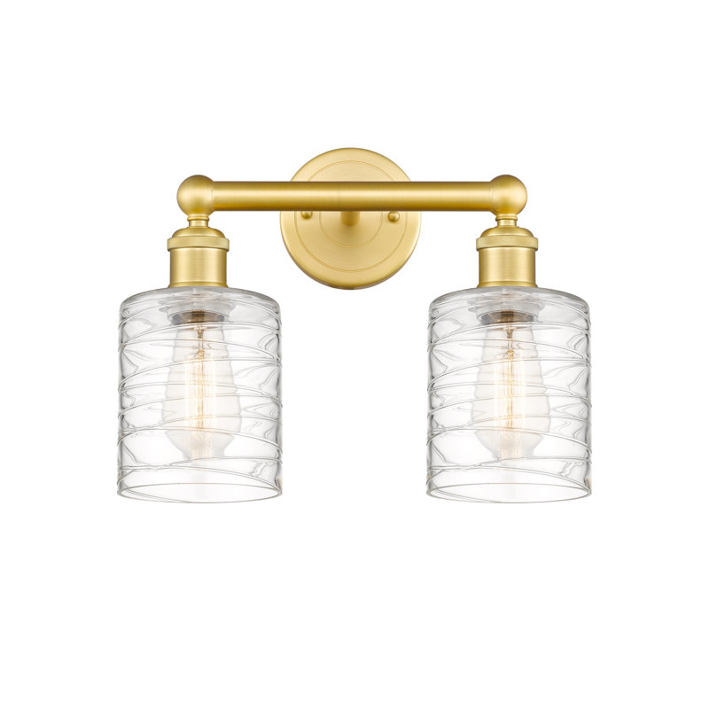 2 - Light Dimmable Vanity Light, Satin Gold, Deco Swirl