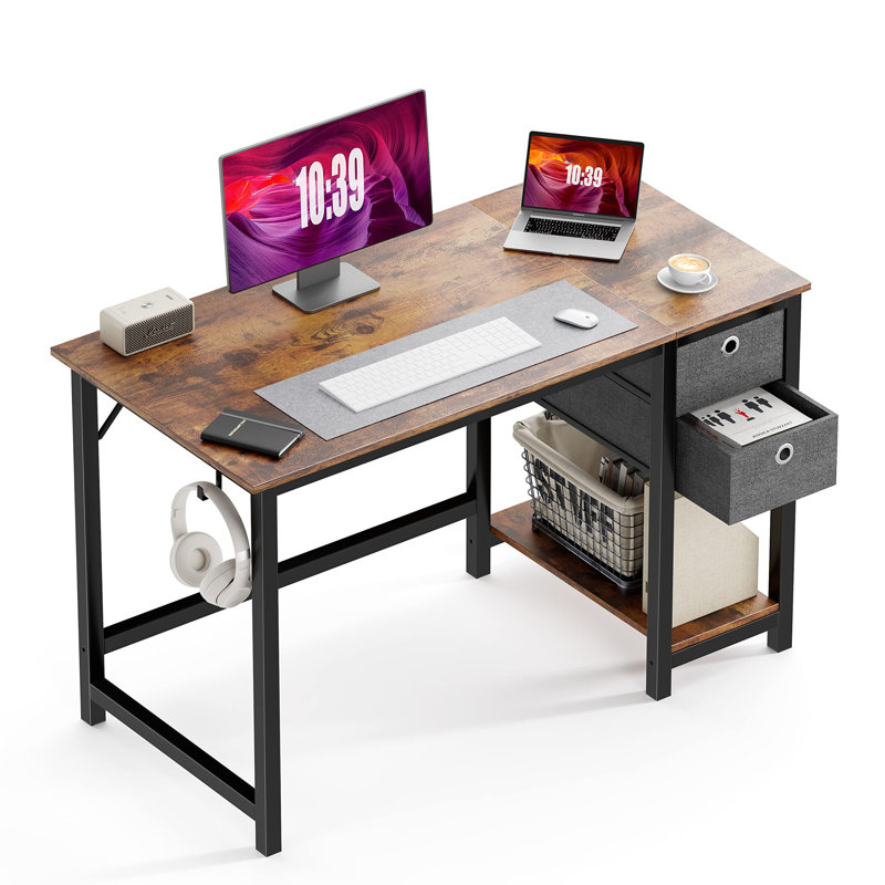Bureau d'écriture avec 2 tiroirs Norrington, Brun rustique, H 29,3 po x l 47 po x P 23,6 po