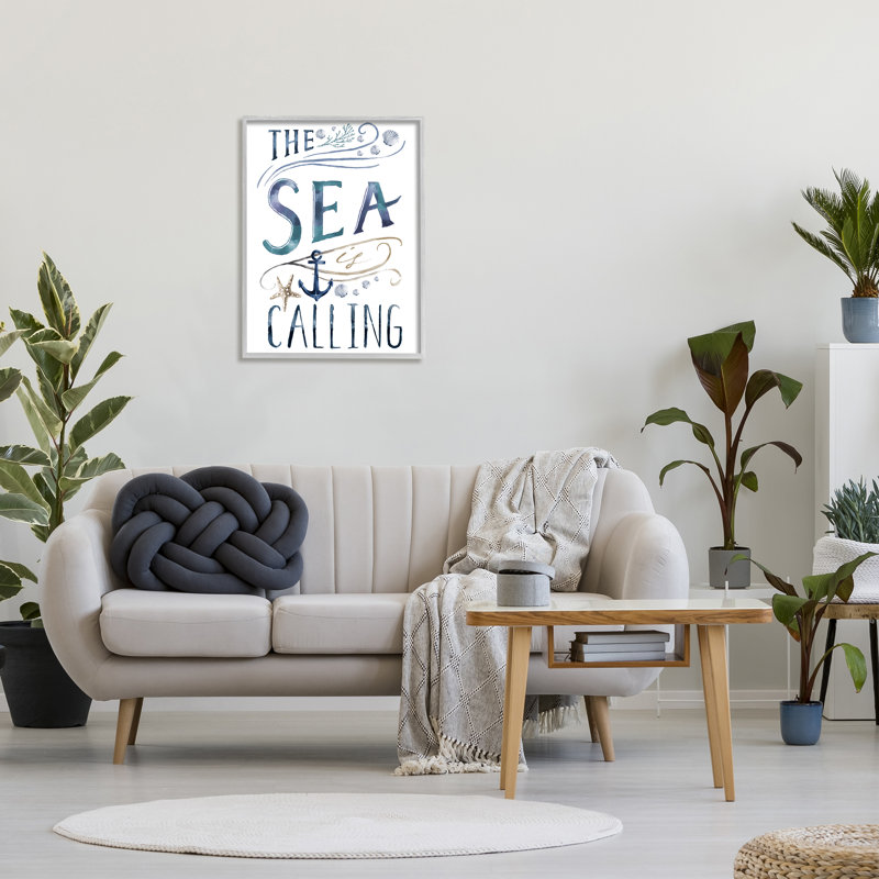 The Sea Is Call Nautical Sentiment, H 30 po x l 24 po x P 1,5 po, Estampe numérique Farmhouse