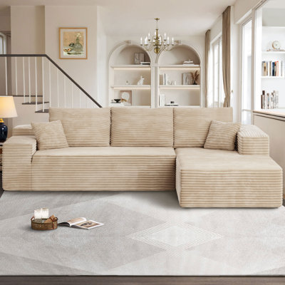 Canapé modulaire Nathasa 2 pièces sans assemblage avec compression, canapé désossé à revêtement libre avec méridienne en L, canapé modulaire à assise profonde pour le salon et la chambre à coucher