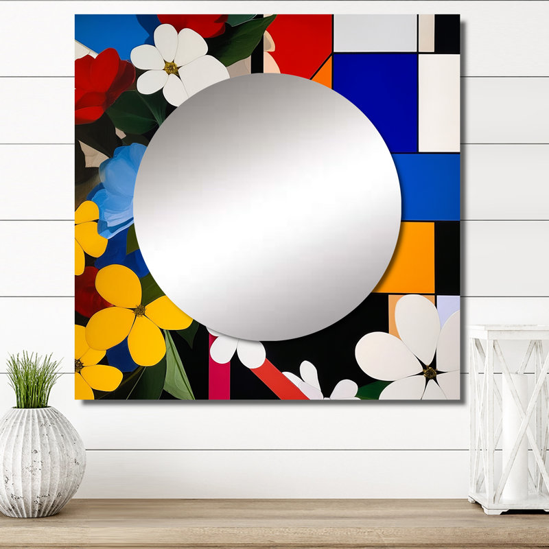 Rahiem - Abstract Floral Large Square Mirror For Wall Art Decor, 36" x 36"