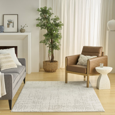 Tapis d'intérieur moderne gris ivoire Ebern Designs Bonnert
