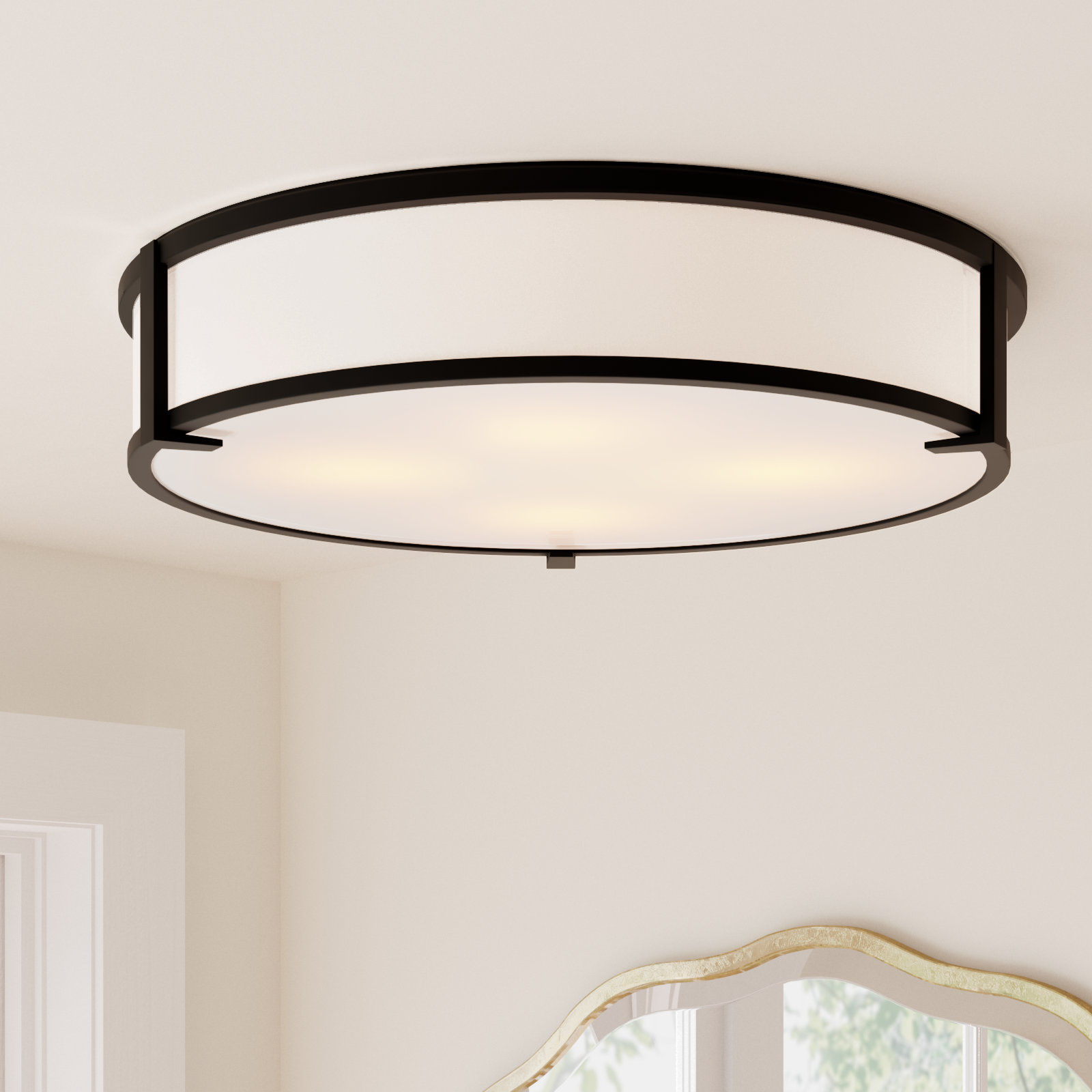 Romona 4 Light Glass Flush Mount, Black