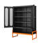 Armoire à chaussures à double face en maille avec pied de 5,9 po de hauteur, cloisons réglables pour les besoins de rangement sur mesure, robot de balayage à base creuse, métal noir thermolaqué, autoportante moderne-677217496