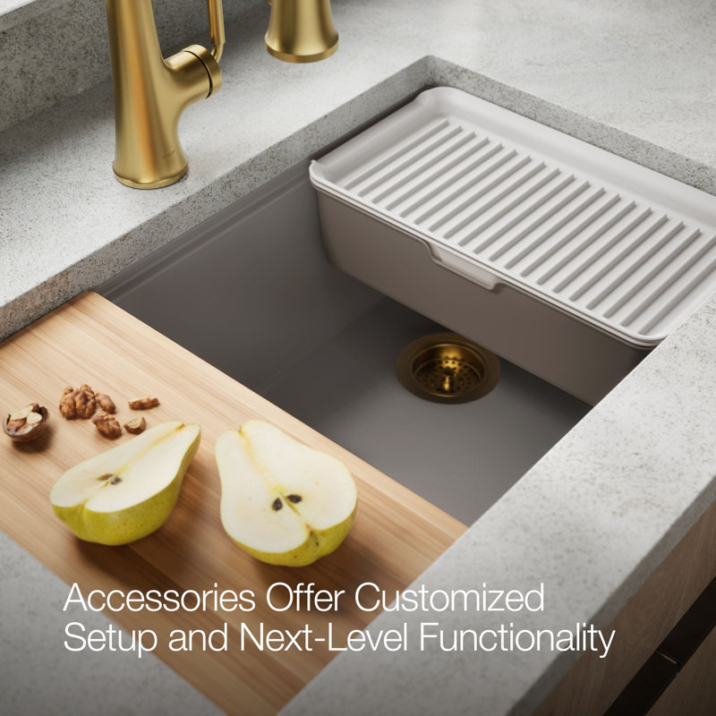 Billings Undermount Single-Bowl Workstation Kitchen Sink, Beige