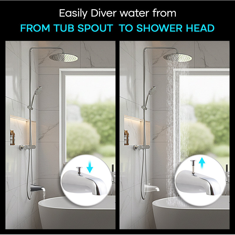 SUPPLYGIANT Tub Spout 1/2 IPS Thread Bathtub Faucet with Diverter at Back Chrome Plated Finish