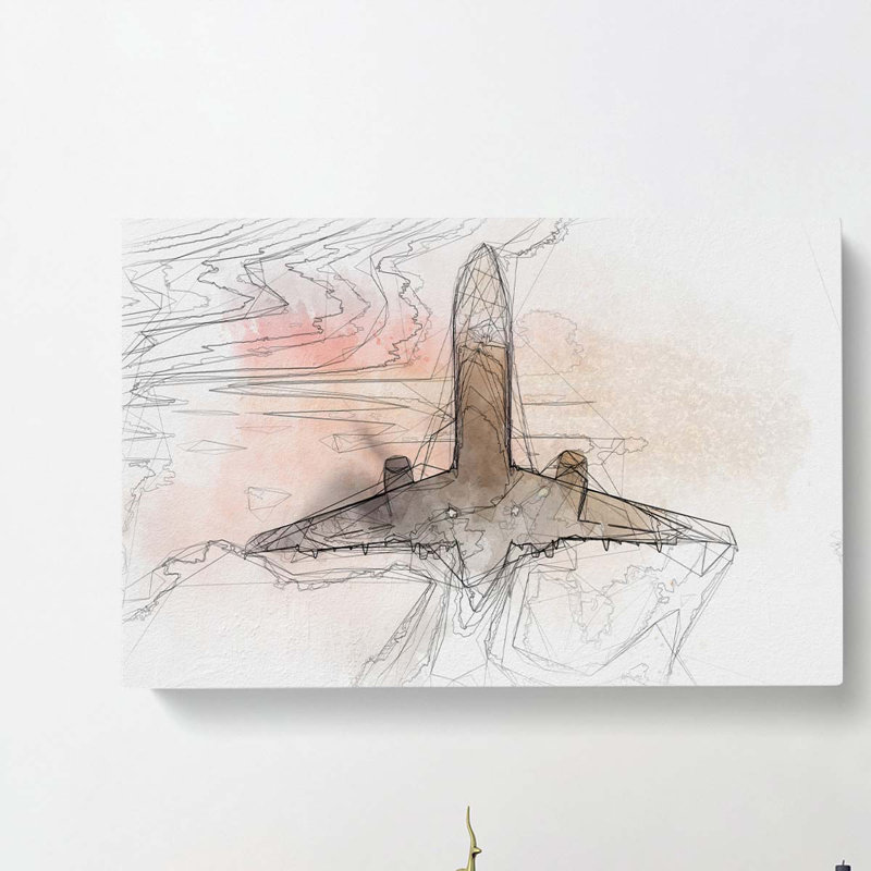Airplane Lost in the Sky in Abstract - Wrapped Canvas, 35cm H x 50cm W x 3cm D