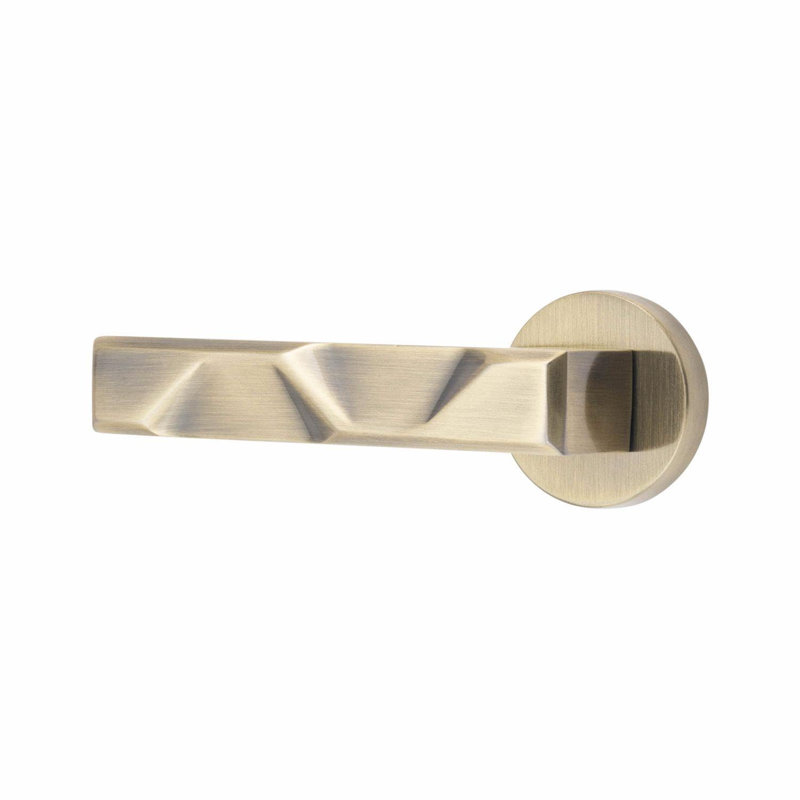 6 Pairs Modern Nova Design Premium Door Handles on Round Rose in Antique Brass Finish
