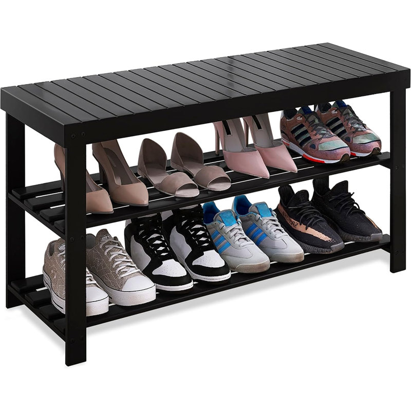 6 Pair Shoe Rack, Black