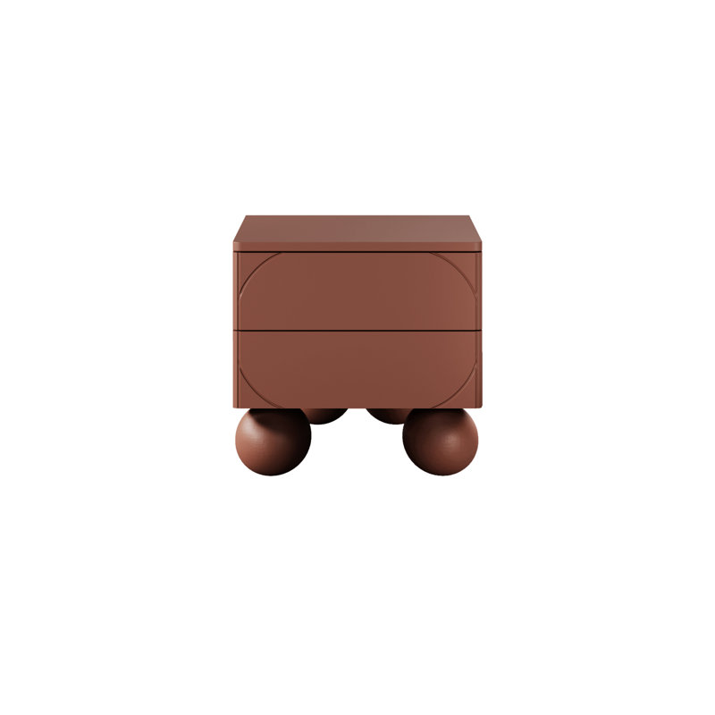 Gahagan 45cm W Manufactured Wood Bedside Table, Burgundy