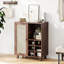 Buffet de 34 po, à panneaux, 1 tablette fermée, 2 tablettes ouvertes, 6 bouteilles de vin, espace de rangement pour bar spacieux, espace, plateau de table