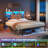 Bed with Storage Headboard, RGB LED Lights & USB Charging - Multi-Tier Shelves, Full/Queen/King-1139742167-1139742166