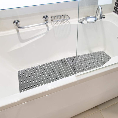 Tapis de bain antidérapant avec ventouses et trous de bonde 27,5 x 15,7 po Tapis de douche pour baignoire et douche. Facile à sécher, facile à couper, écologique