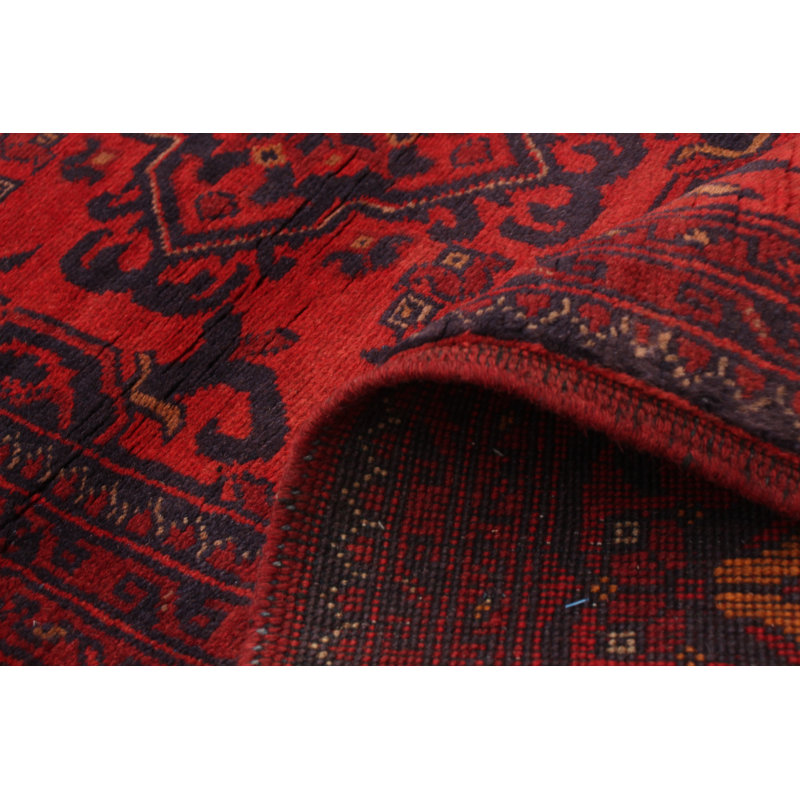 Tapis zone en laine bleu marine/rouge/brun 5 pi x 6 pi 5 po noué la 2019s one-of-kind à la main Allaina