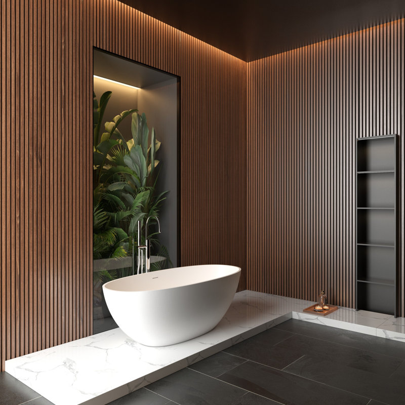 Baignoire autoportante 65 "à surface solide 65", Blanc