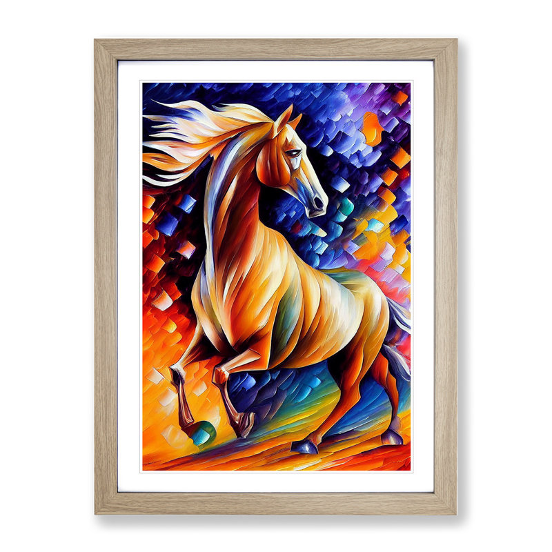 Horse Portrait No.1 - Single Picture Frame Painting, 46cm H x 34cm W x 2cm D, Oak