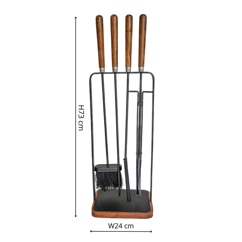 Ivyline Fireplace Wooden Handle Companion Set Iron Fireplace Tool Set