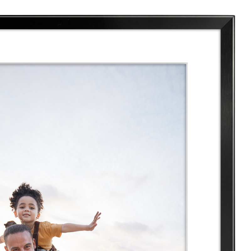 Cadre photo Cadre en aluminium Americanflat - Cadre avec passe-partout - Verre résistant aux chocs, Noir, 12 po x 18 po