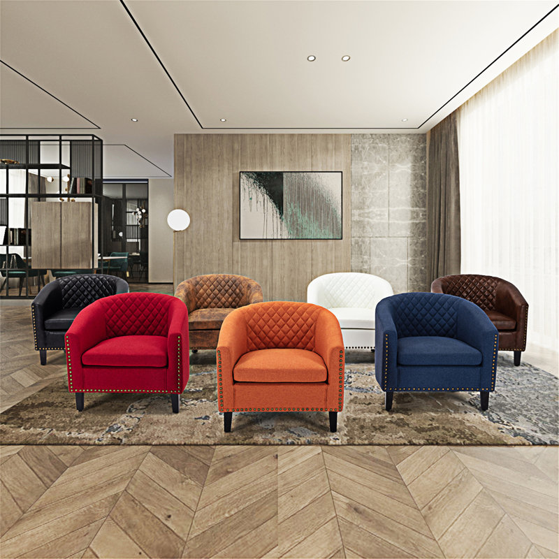 Fauteuils demi-tonneau avec accoudoirs rembourrés, Marine