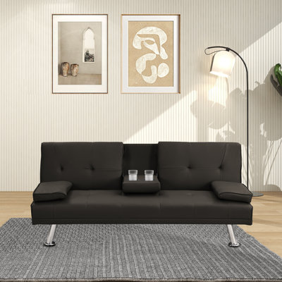 Taigon 66'' Faux Leather Reclining Sleeper Sofa
