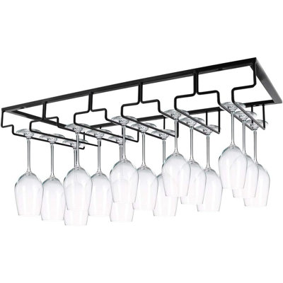 Black Wine Glass Holder for Under-Cabinet Storage