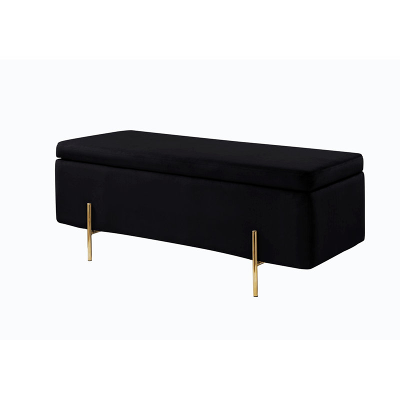 Banc de rangement à couvercle rabattable Mithra, Noir