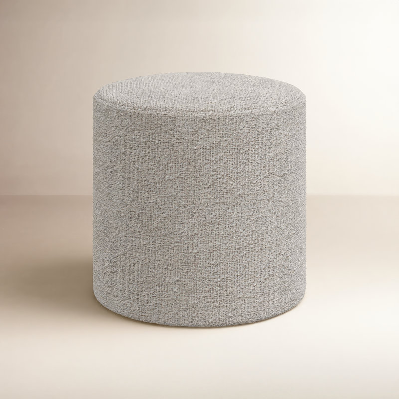 Epaulette Upholstered Ottoman, Classic Elephant Boucle