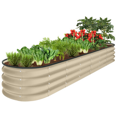 Lit de jardin ovale surélevé en métal 8 x 2 x 1 pi Rorrie, jardinière pour légumes et fleurs