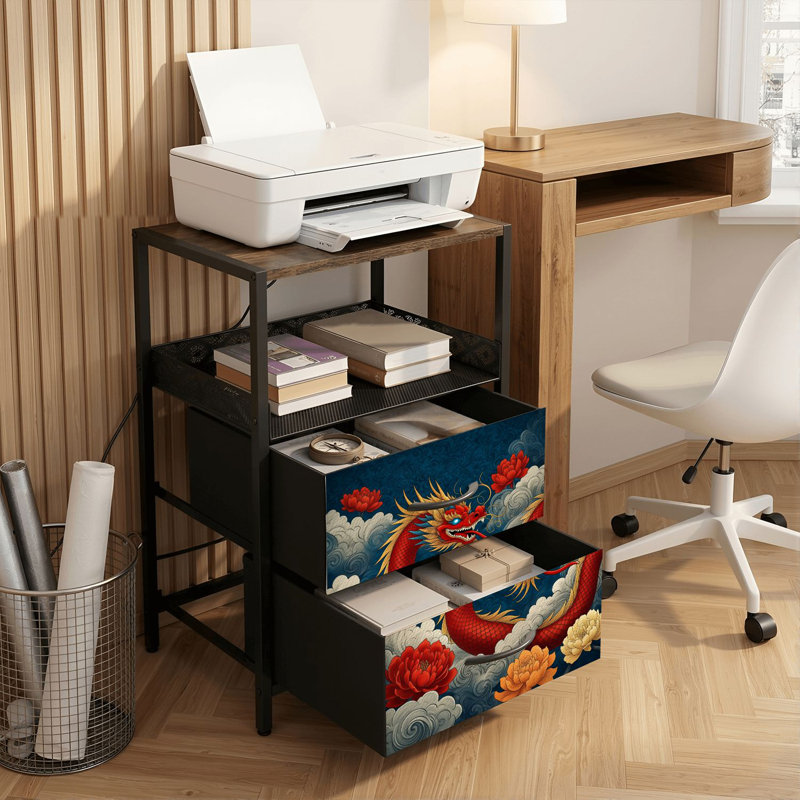 Table de chevet 2 tiroirs avec station de charge, table de chevet de chambre à coucher avec ports USB et prises ouvertes - tablette noire