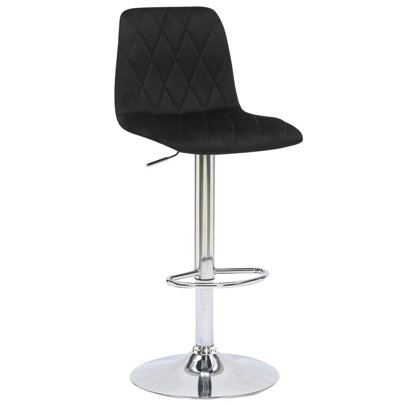 Adelaid Swivel Upholstered Adjustable Height Counter Stool with Metal Frame, Black