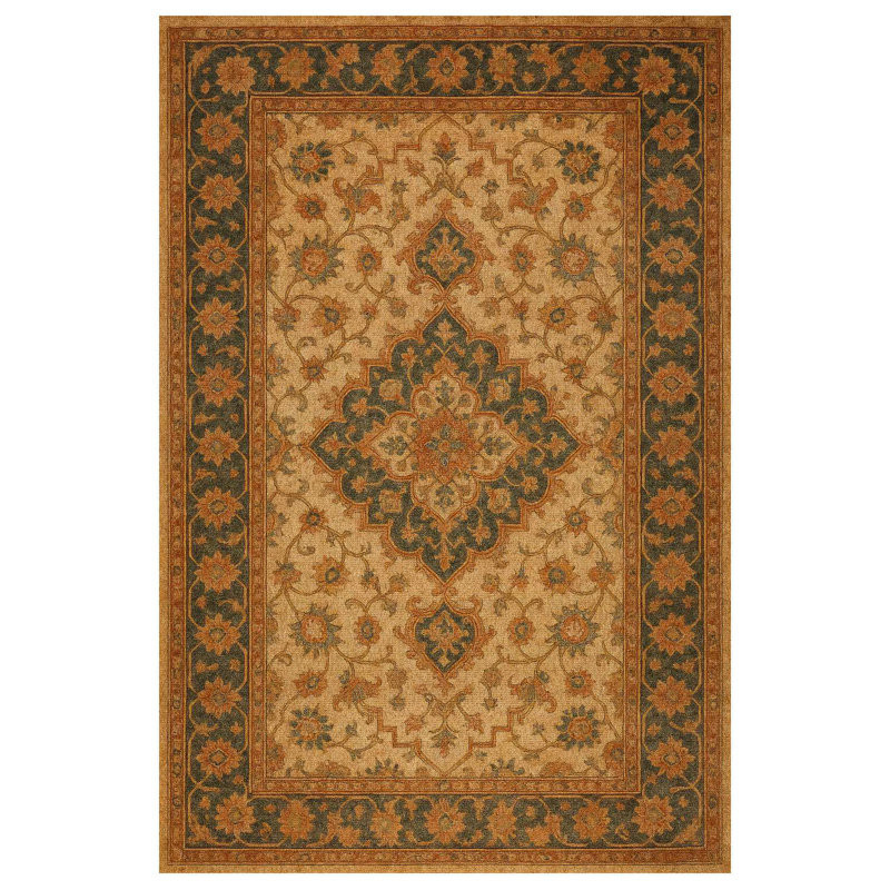 Zyana Collection Digital Print Cotton-Polyester Brick Brown Moroccan Rug, Runner 5'3" x 14'10"
