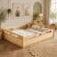 Lit plateforme grand format avec garde-corps pleine longueur, base de lit grand profil bas, aucun sommier tapissier requis, naturel-1364036805