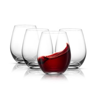 MyGift Set of 4 Modern Christmas Holiday Stemless Tumbler Wine Glasses  Drinkware