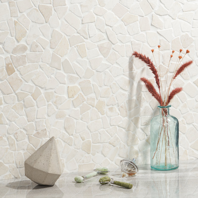 Picturesque Tumbled 11.81 in. x 11.81 in. Gray Floor and Wall Mosaic (0.97 sq. ft. / Sheet), White