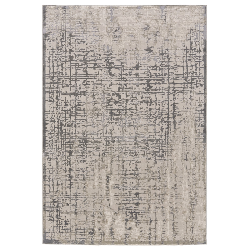 Marcourt Abstract Silver Gray Area Rug, Rectangle 8' x 10'