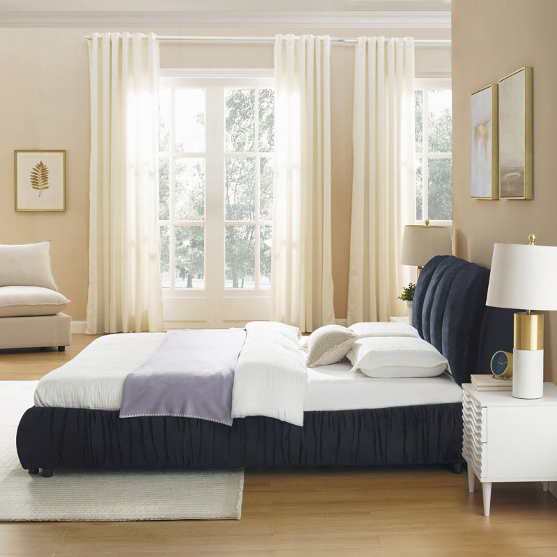 Upholstered Bed, Queen, Noir