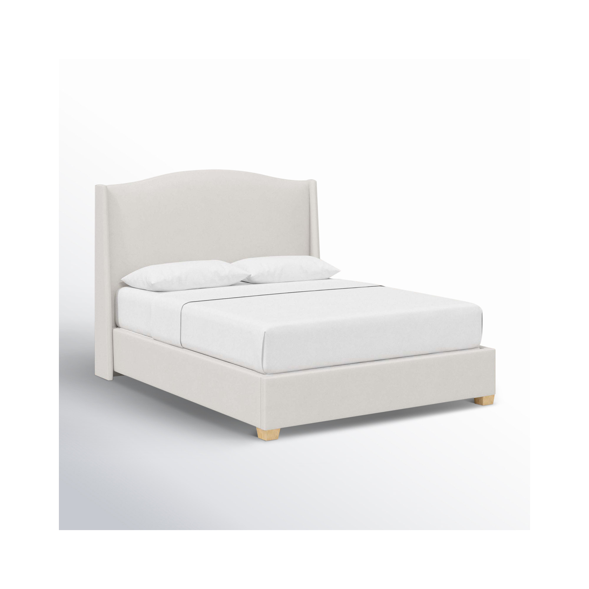 Allis Upholstered Wingback Bed, Full, Bella Light Gray Performance Velvet