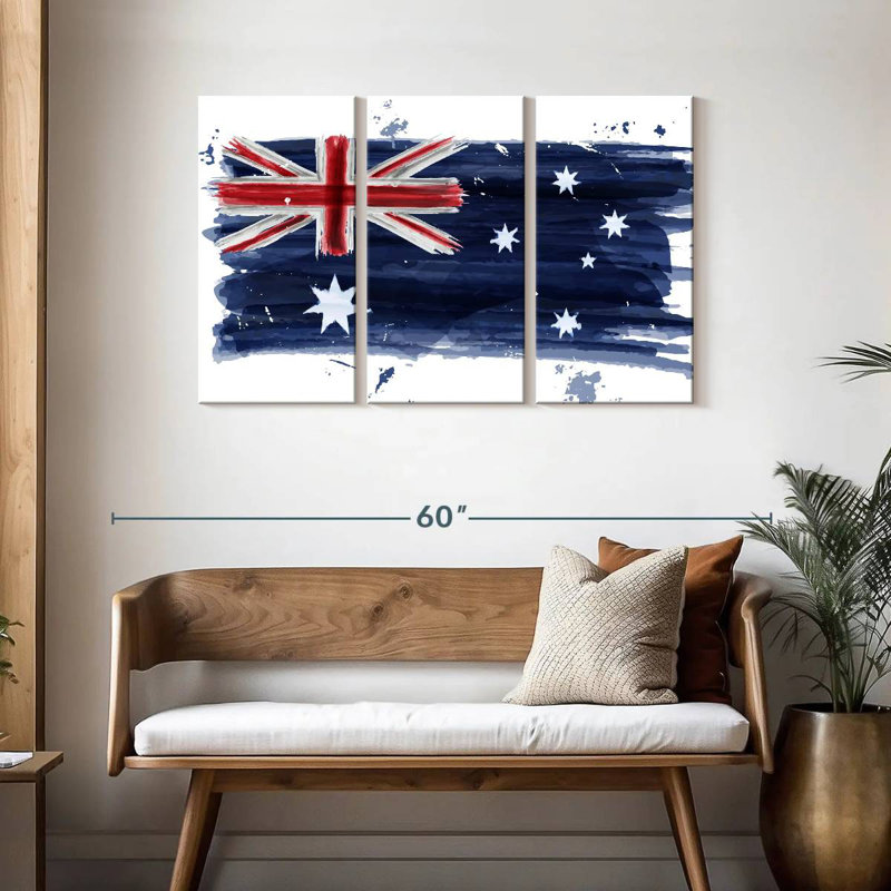 Borges Painted Australian Flag, 28" H x 45" W
