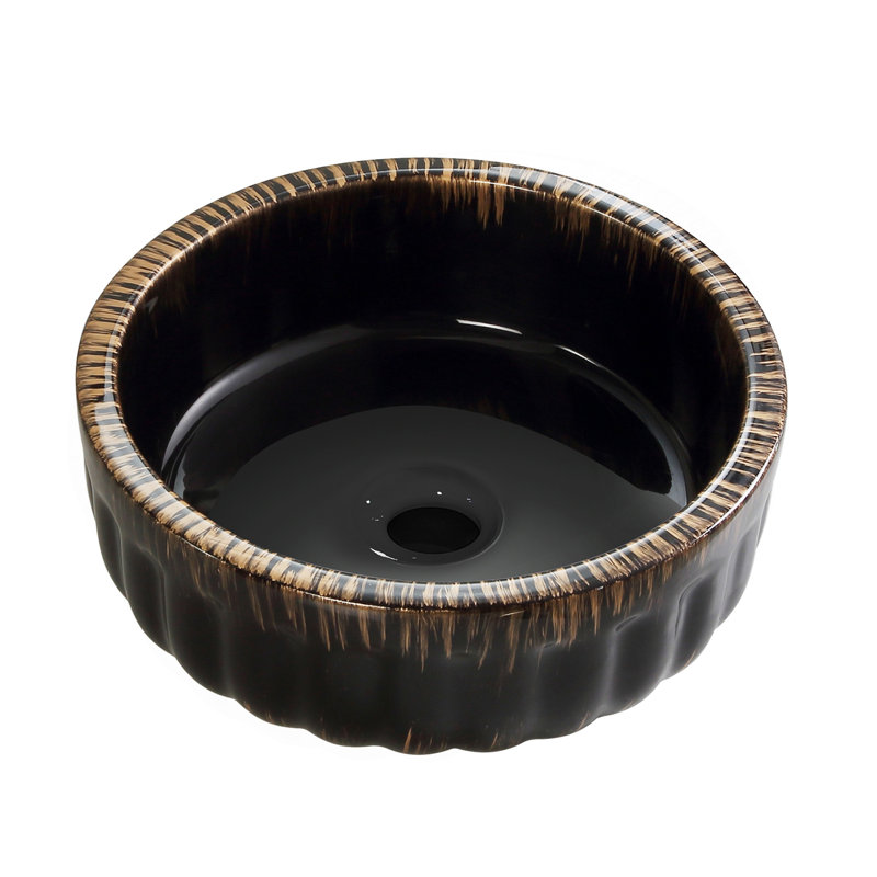 Lavabo de salle de bain noir 15 po x 15 po en céramique sans drain et robinet